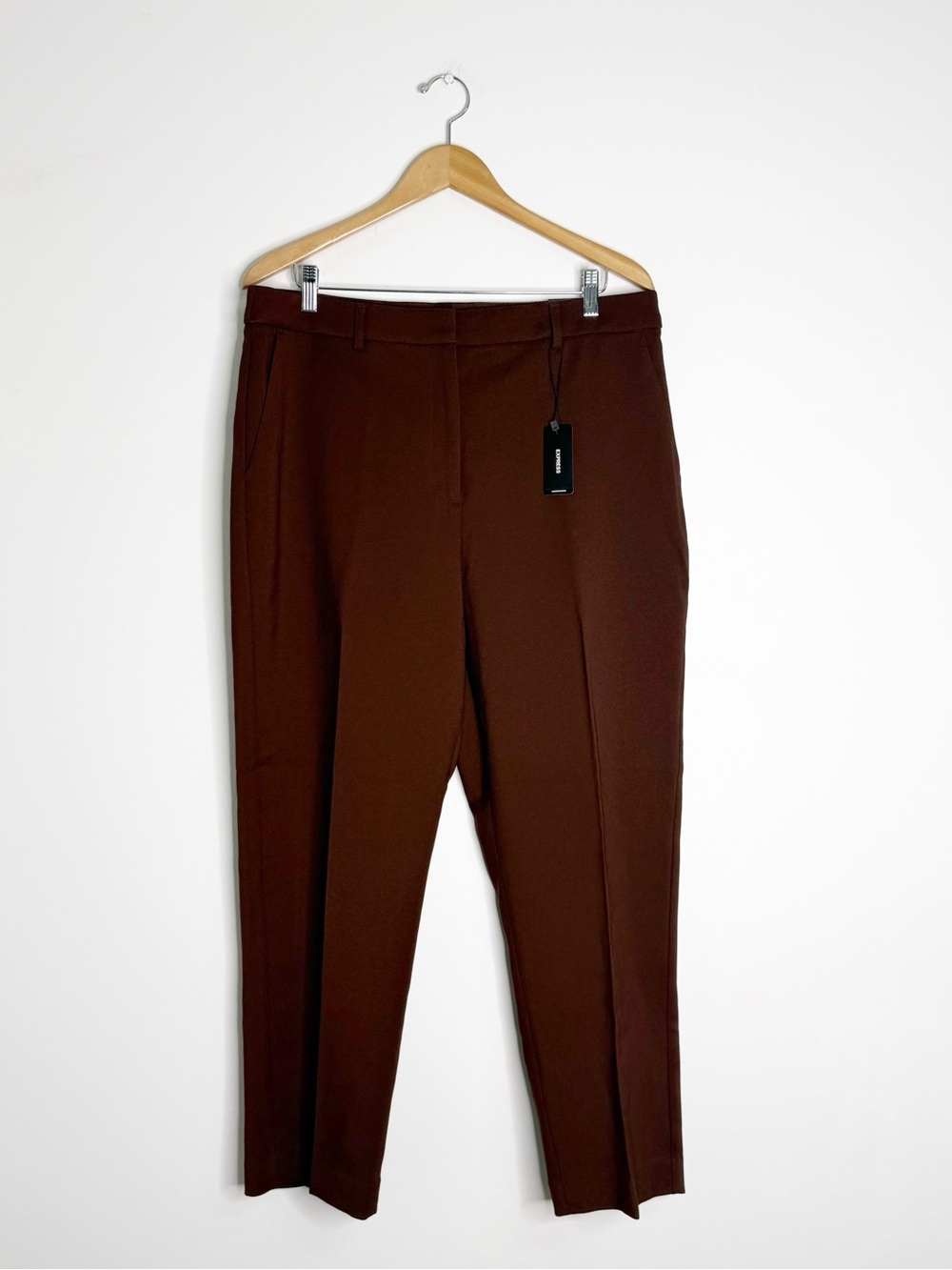 Express Editor Straight Ankle High Rise Pants Brown Size 14R NWT